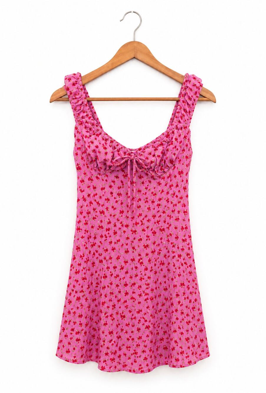 Pink Cottagecore Floral Mini Dress Size S Rouged Babydoll Barbiecore Coquette